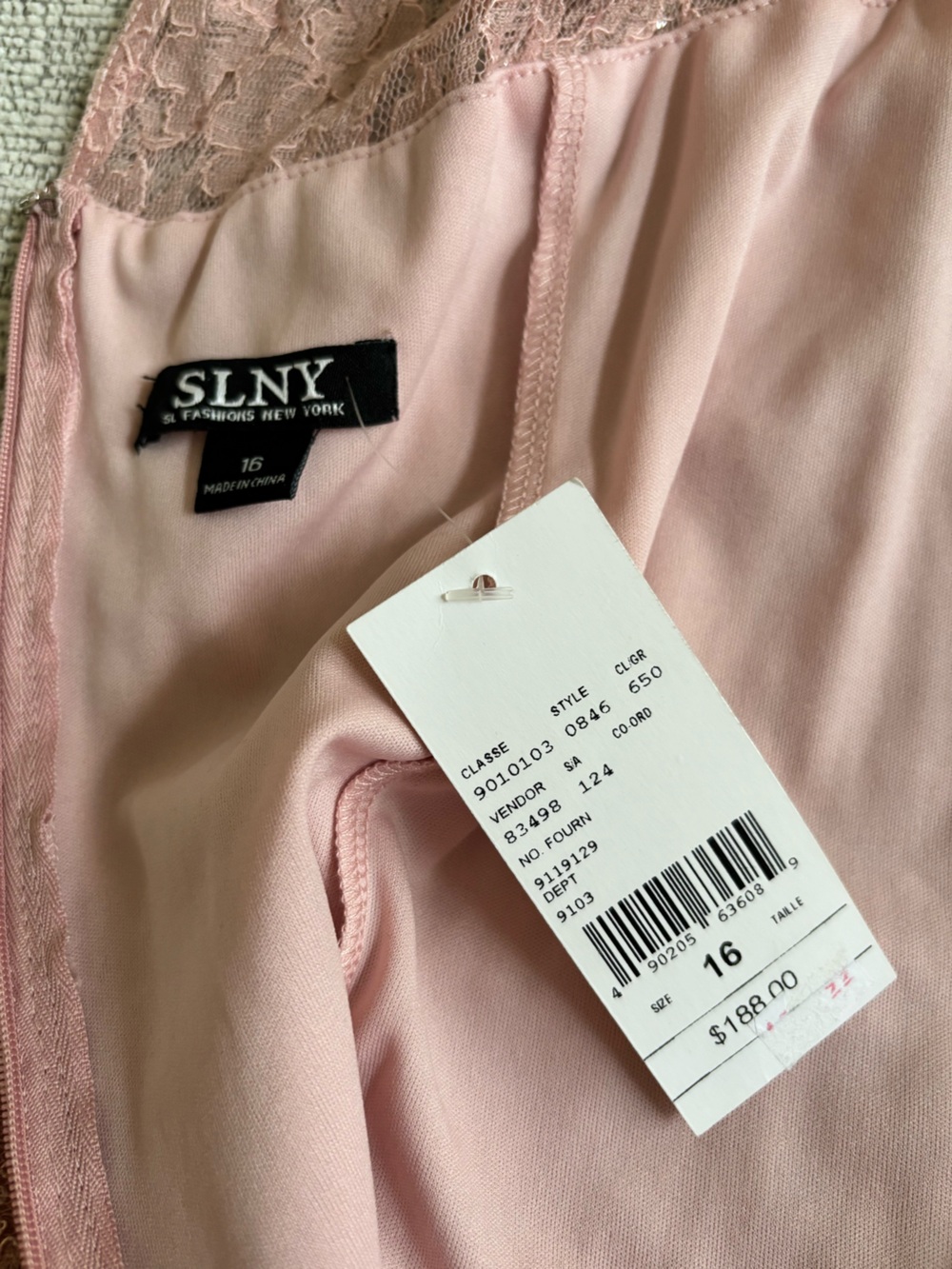SLNY Dusty Rose Lace and Sequin Midi Dress - Picture 8 of 9